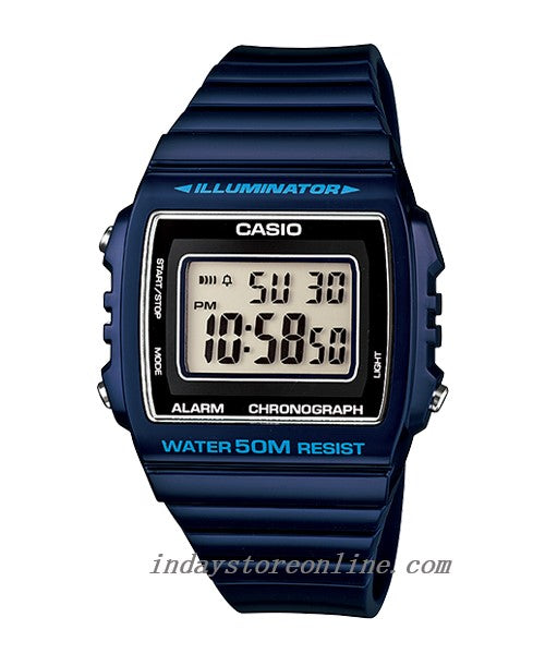 Casio Digital Women's Watch W-215H-2A Digital Resin Band Mineral Glass