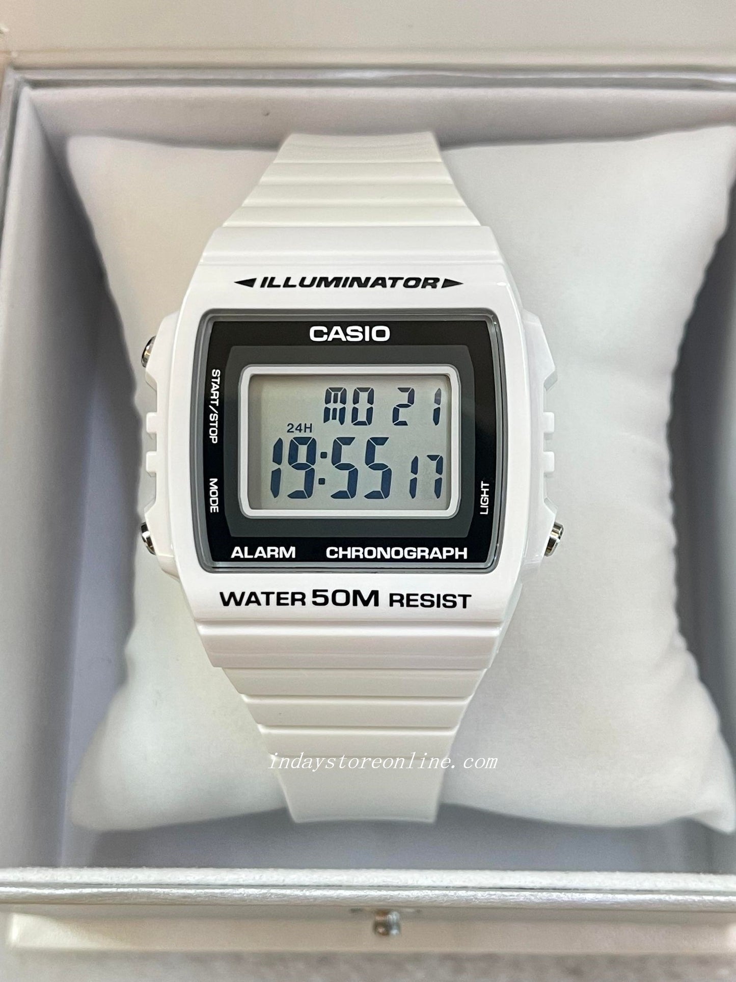 Casio Digital Women's Watch W-215H-7A Digital White Color Resin Band Resin Glass