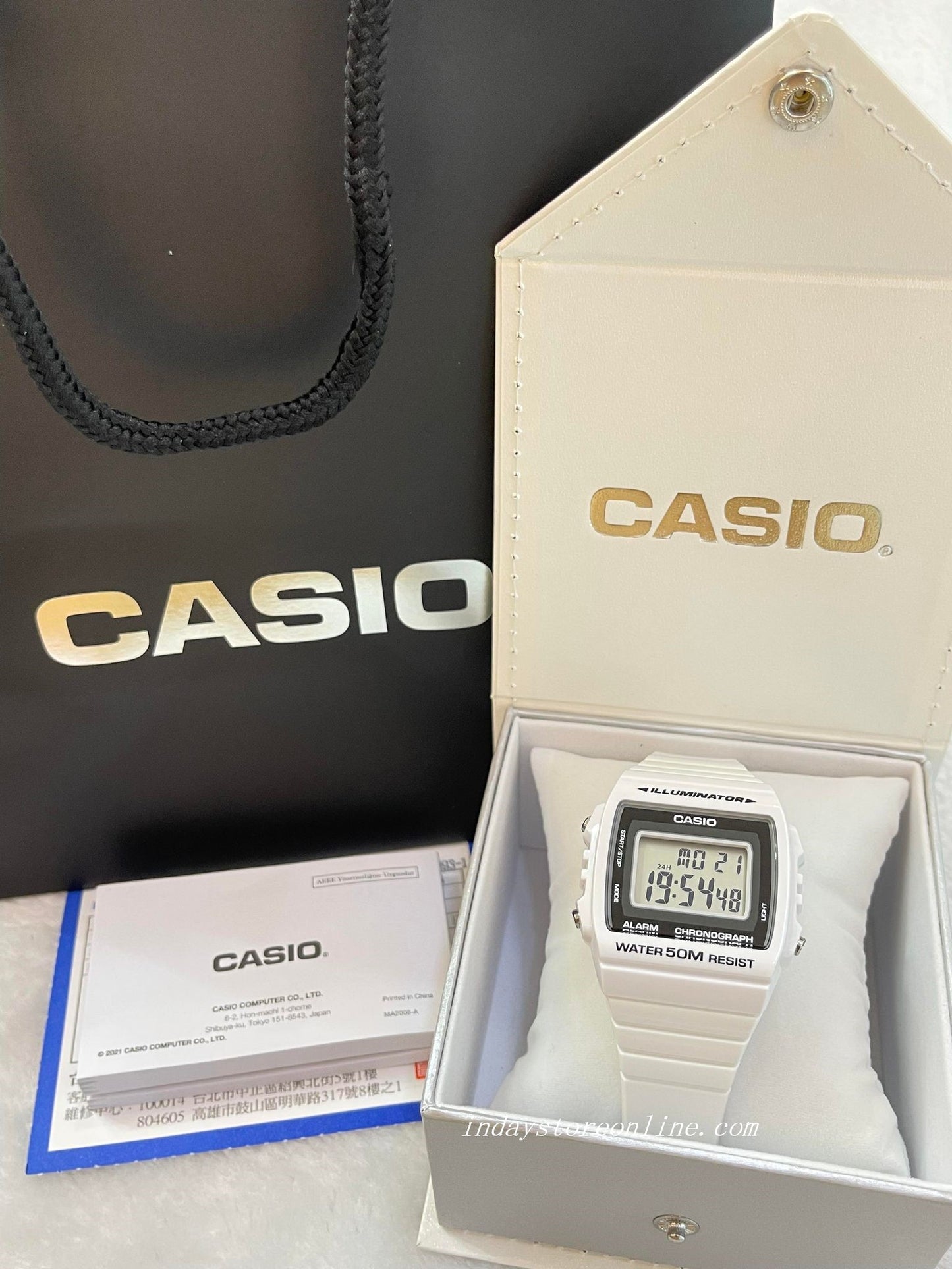Casio Digital Women's Watch W-215H-7A Digital White Color Resin Band Resin Glass