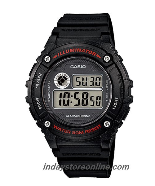 Casio Digital Men's Watch W-216H-1A Digital Resin Band Mineral Glass