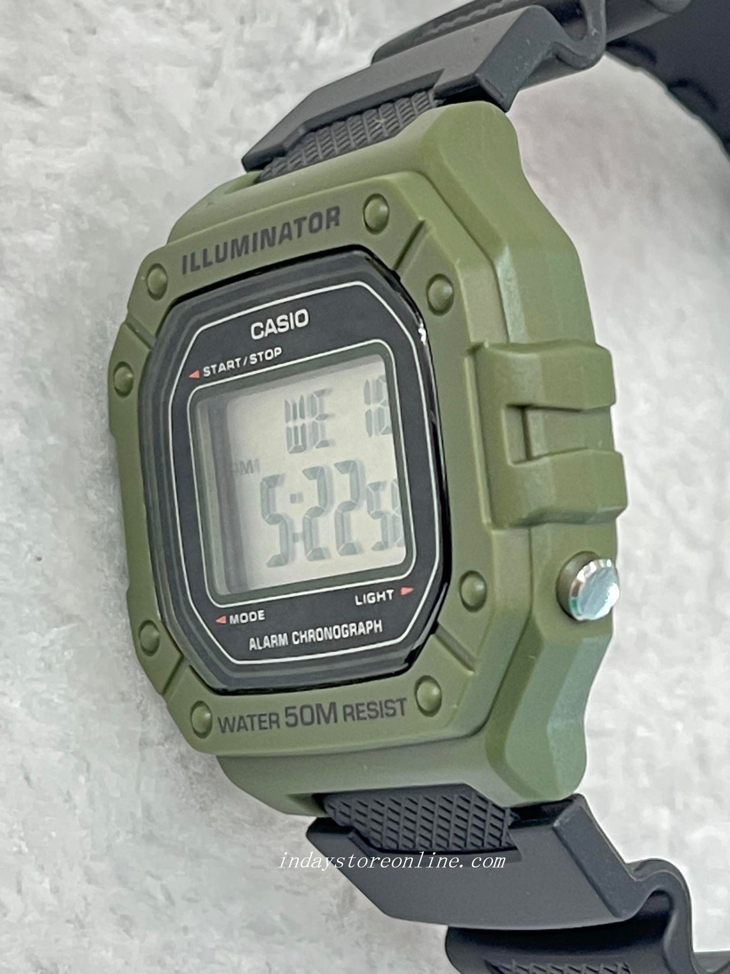Casio Digital Men's Watch W-218H-3A Green/Black Color Sporty Design Resin Strap