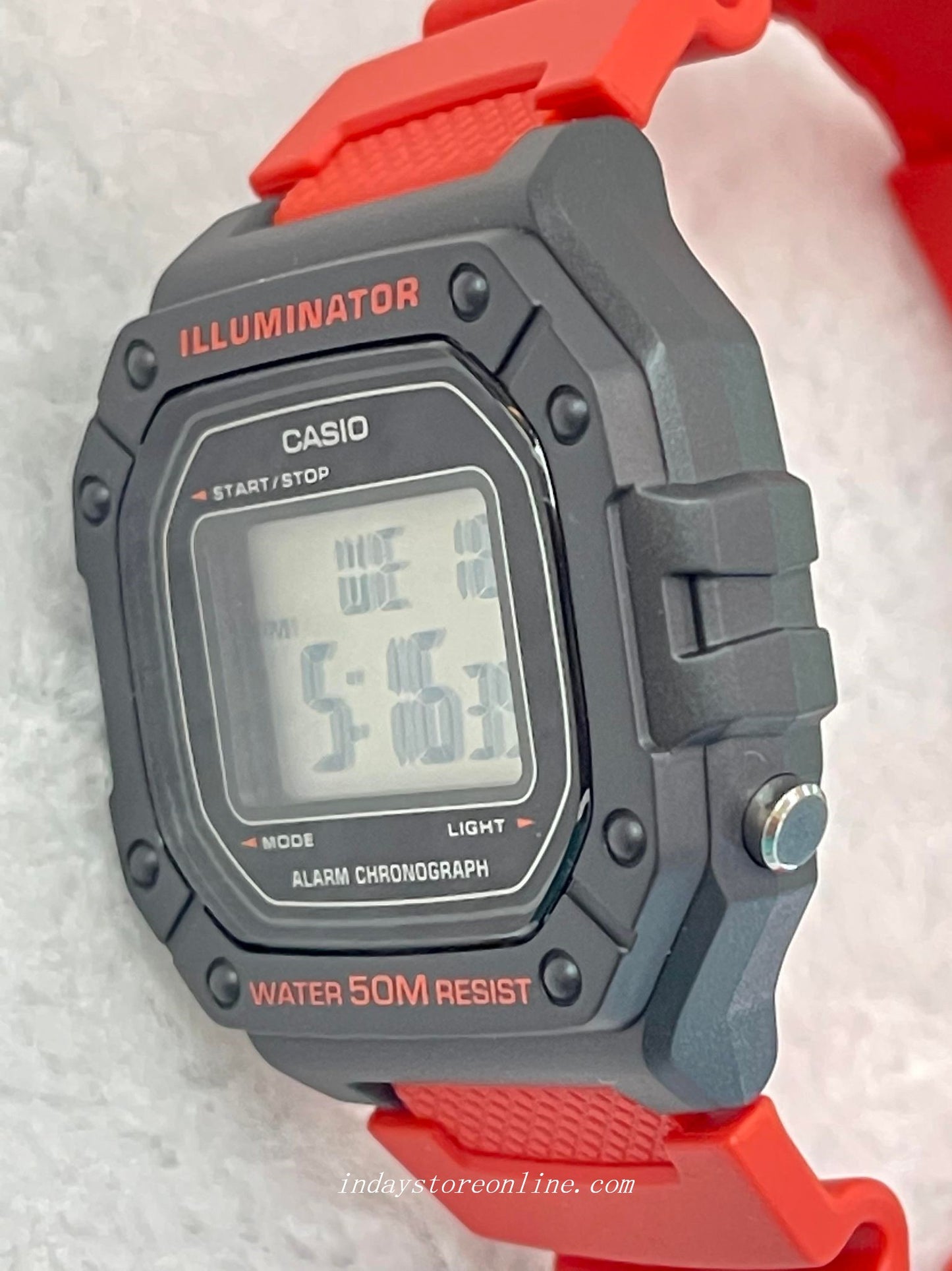 Casio Digital Men's Watch W-218H-4B Red/Black Color Square Watch Sporty Design Resin Strap