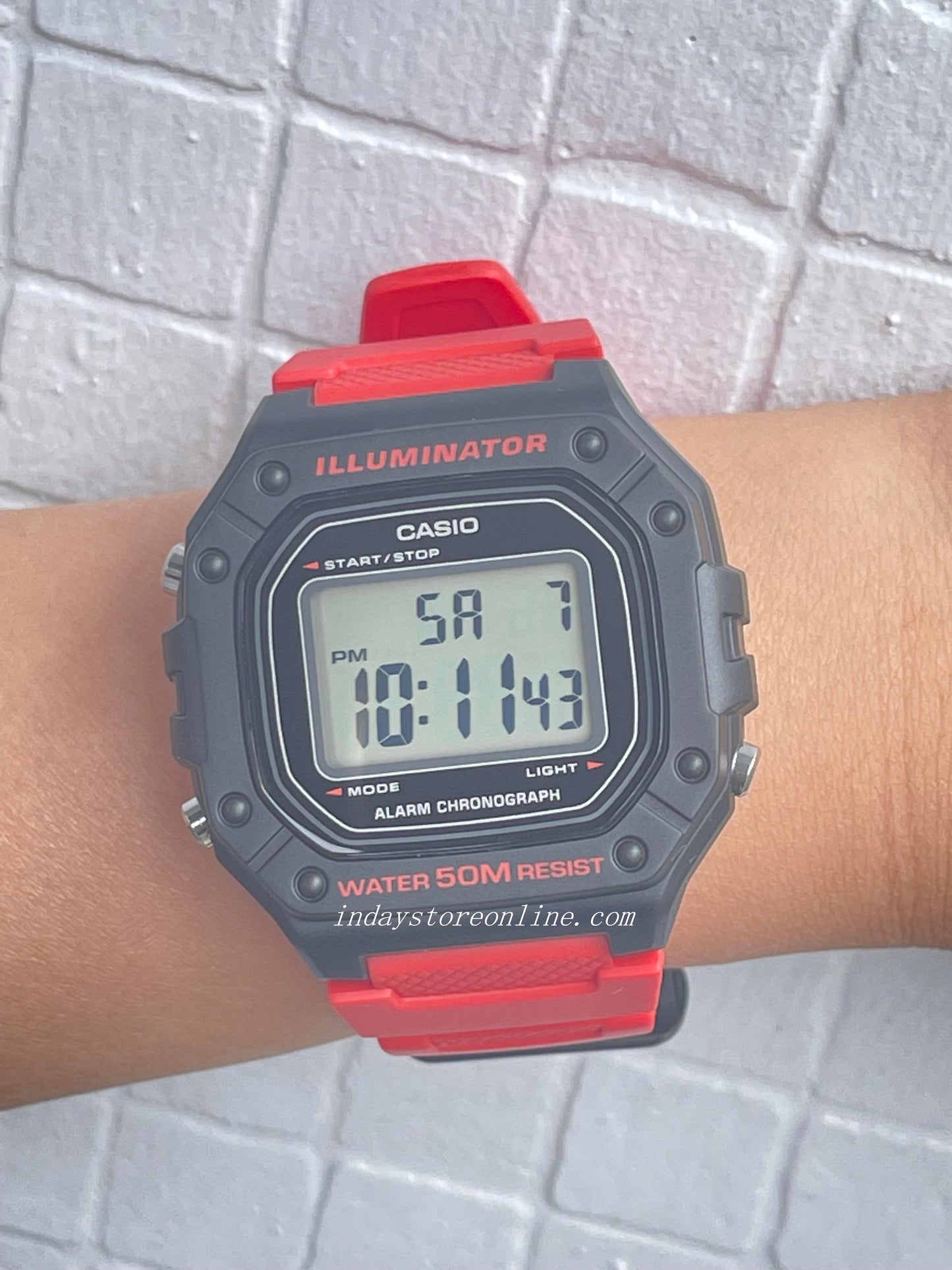 Casio Digital Men's Watch W-218H-4B Red/Black Color Square Watch Sporty Design Resin Strap