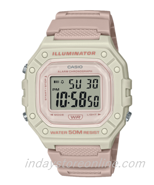 Casio Digital Women's Watch W-218HC-4A2 Sporty Design Pink Resin Strap