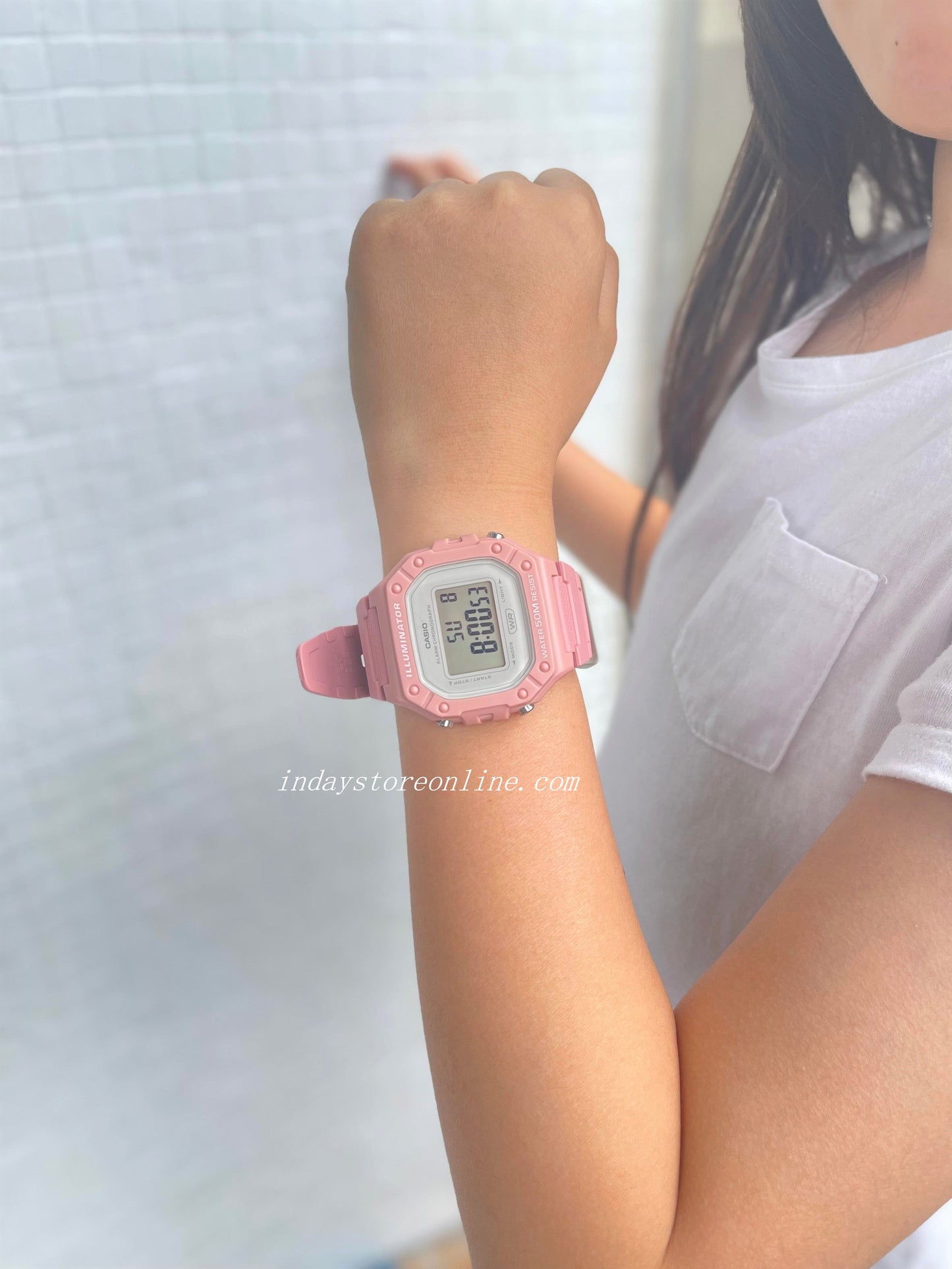 Casio Digital Women's Watch W-218HC-4A Digital Sporty Design Resin Band Resin Glass