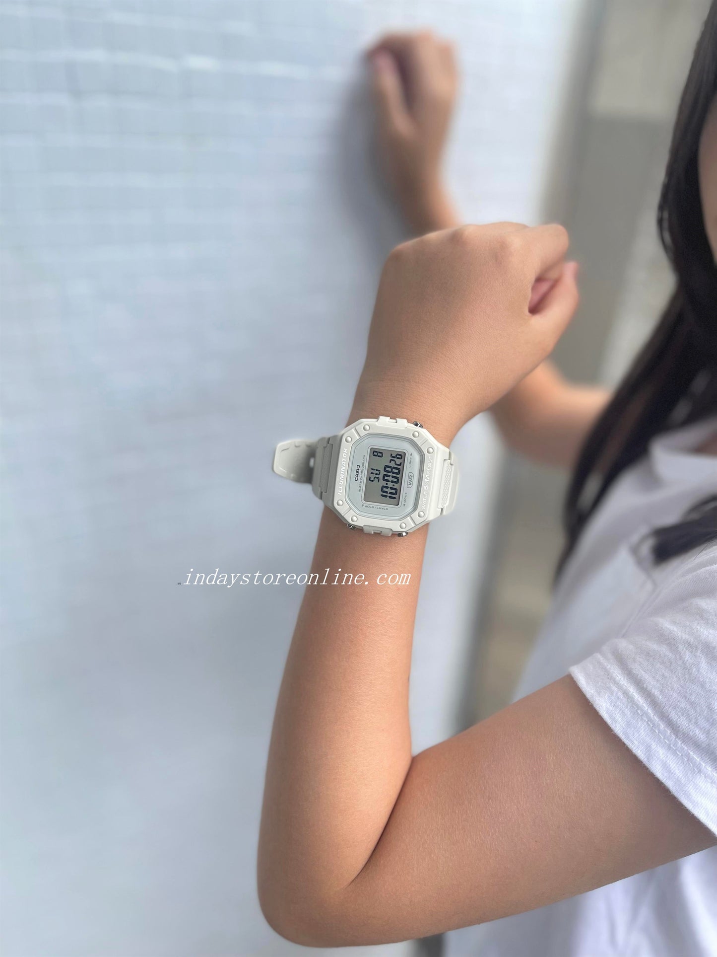 Casio Digital Women's Watch W-218HC-8A Square Watch Sporty Design Resin Strap