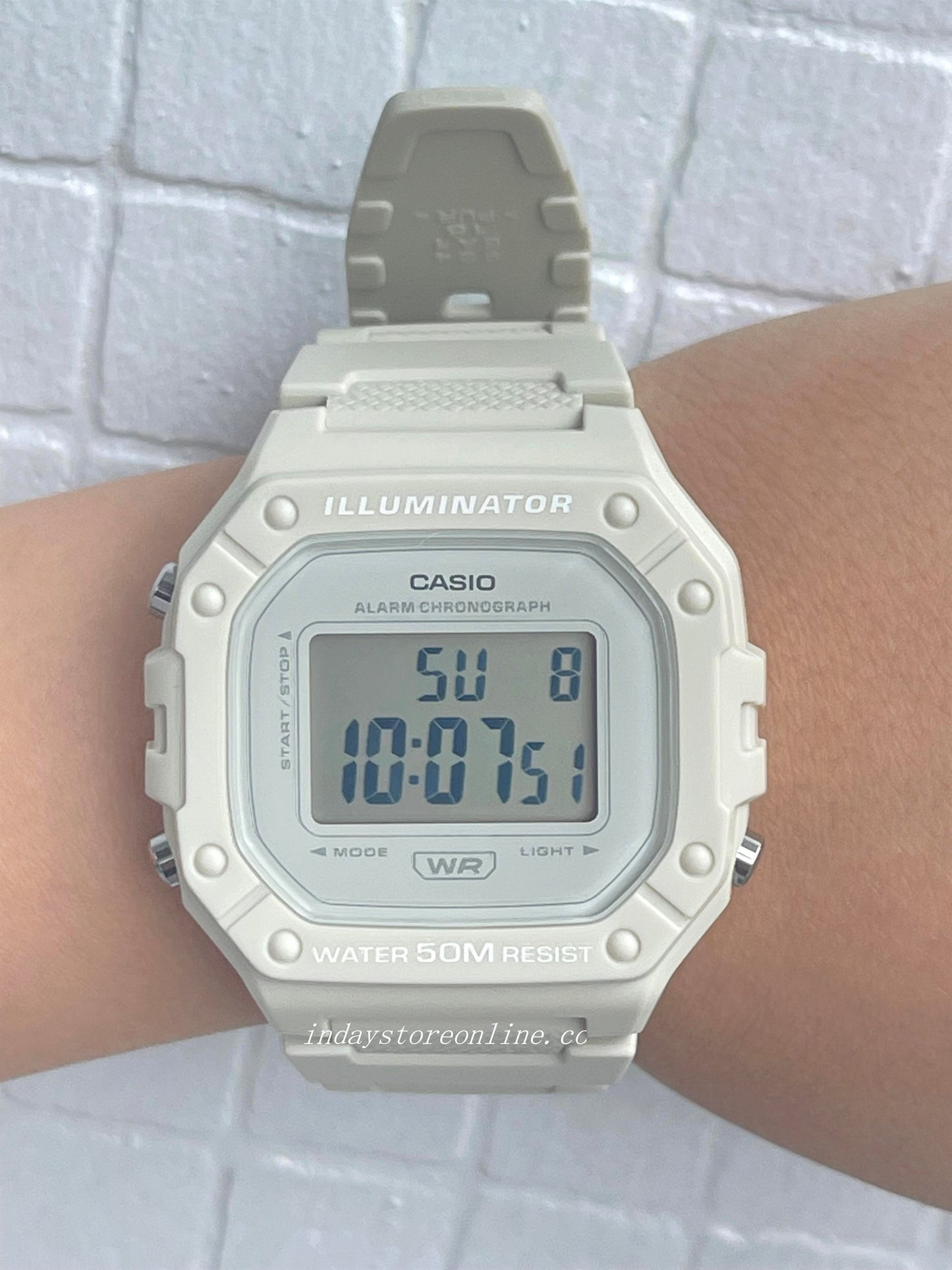 Casio Digital Women's Watch W-218HC-8A Square Watch Sporty Design Resin Strap