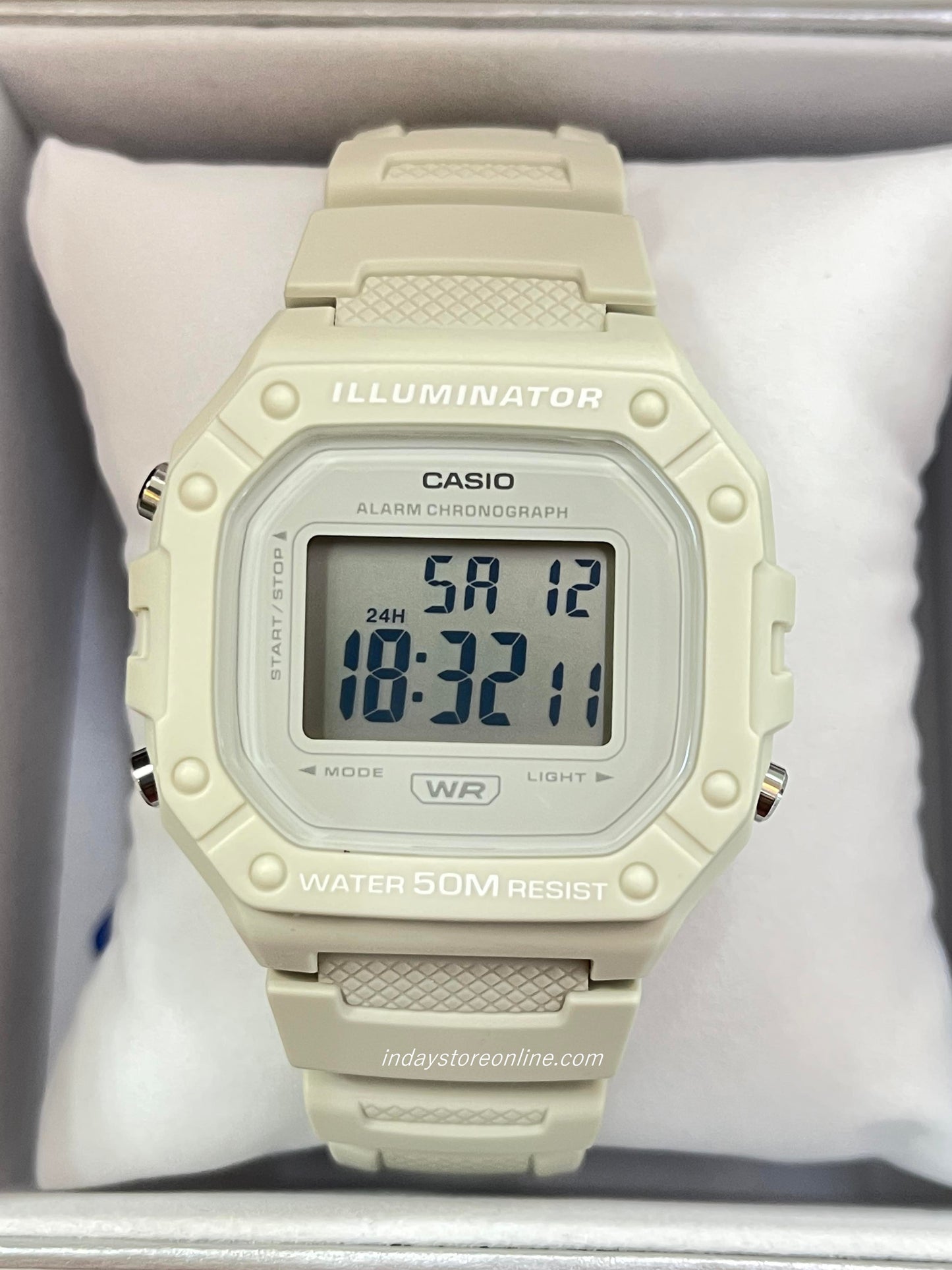 Casio Digital Women's Watch W-218HC-8A Square Watch Sporty Design Resin Strap