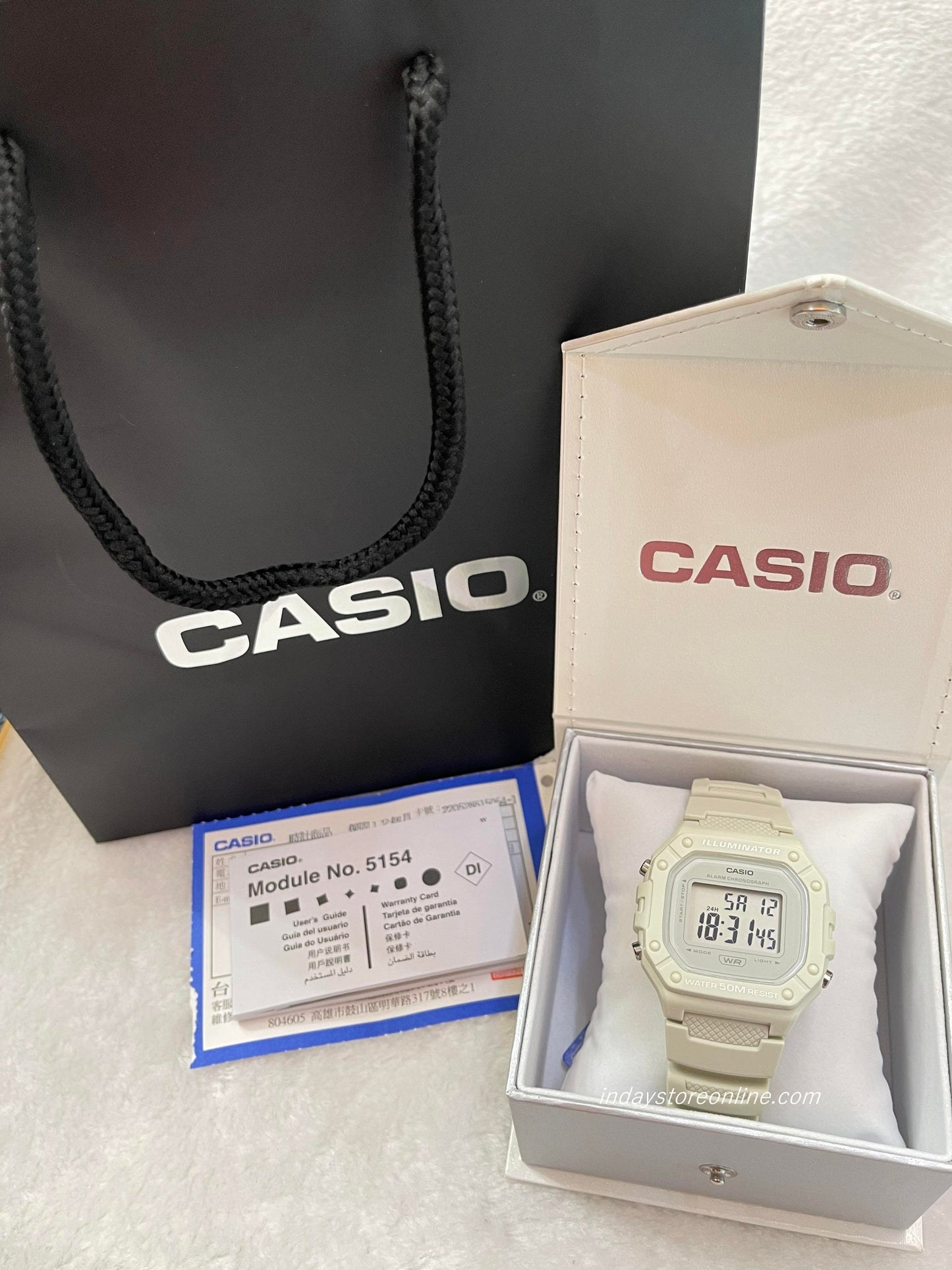 Casio Digital Women's Watch W-218HC-8A Square Watch Sporty Design Resin Strap
