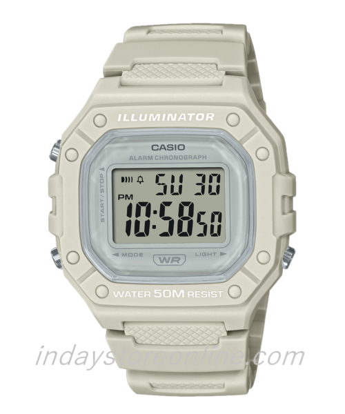 Casio Digital Women's Watch W-218HC-8A Square Watch Sporty Design Resin Strap