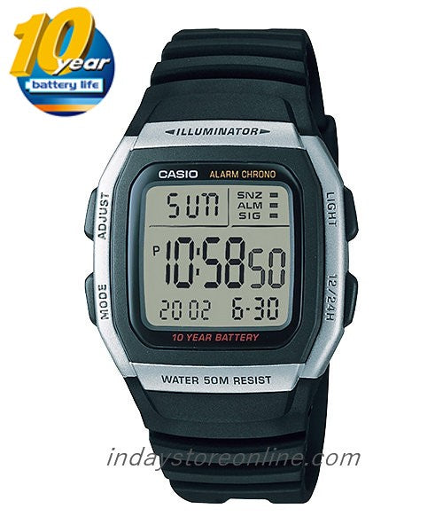 Casio Digital Unisex Watch W-96H-1A Digital Resin Band Resin Glass Battery Life: 10 years