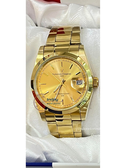 范倫鐵諾 古柏 Coupeau Men's Watch 12168KM-13 Gold Tone Stainless Steel Band