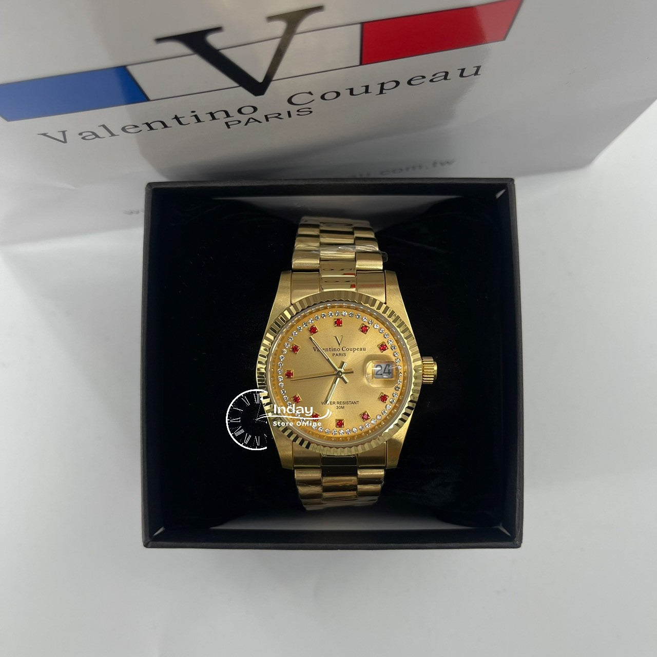 范倫鐵諾 古柏 Coupeau Men's Watch 12169KM-22 Gold Tone Stainless Steel Band