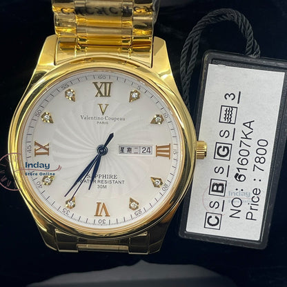 范倫鐵諾 古柏  Coupeau Men's Watch 61607KAM-1 Gold Tone Stainless Steel Band