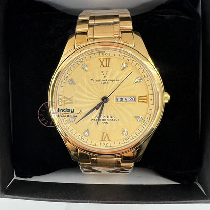 范倫鐵諾 古柏 Coupeau Men's Watch 61607KAM-3 Gold Tone Stainless Steel Band