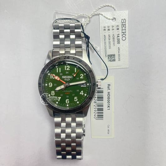 Seiko Automatic 5 Sports HDB001K1 Caliber 4R34 24 Jewels Luminous See through Case Back Hardlex Crystal 39.4mm