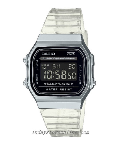 Casio Vintage Unisex Watch A168XES-1B Transparent White Color Resin Band