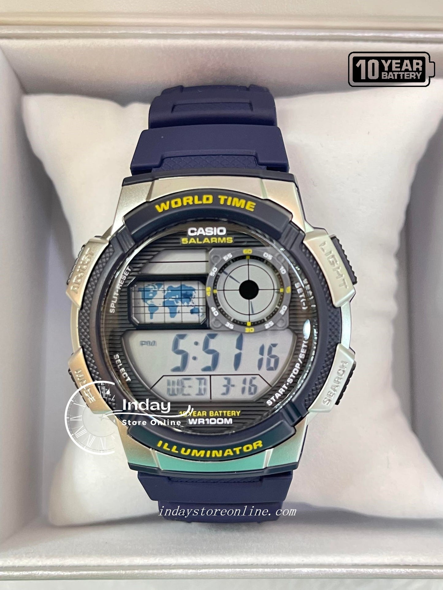 Casio Digital Men's Watch AE-1000W-2A Digital Resin Band Resin Glass Battery Life: 10 years