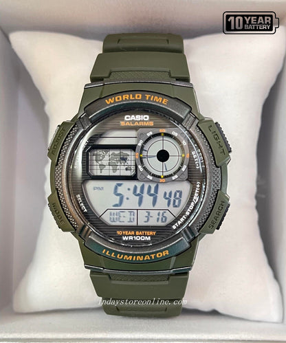 Casio Digital Men's Watch AE-1000W-3A Digital Resin Band Resin Glass