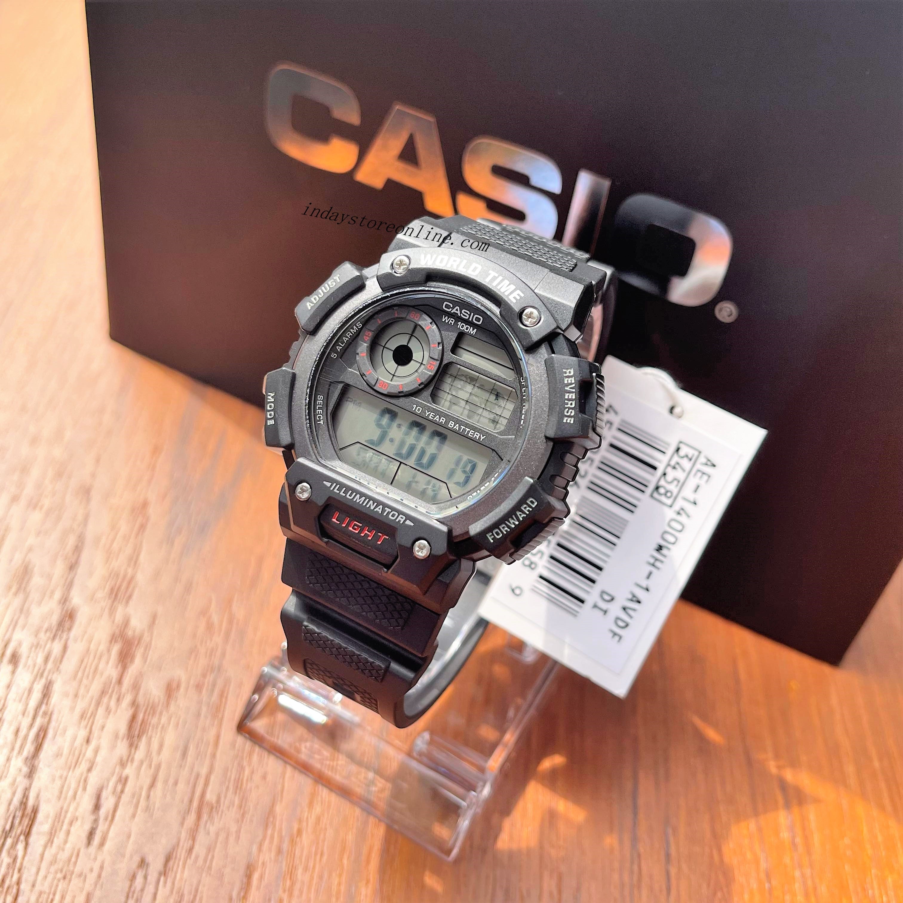 Casio Digital Men s Watch AE 1400WH 1A Digital Resin Band Resin Glass Battery life 10 years