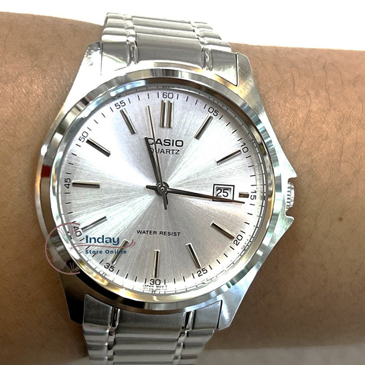 Casio Fashion Men's Watch MTP-1183A-7A Silver Plated Stainless Steel Band Triple-fold Clasp Mineral Glass