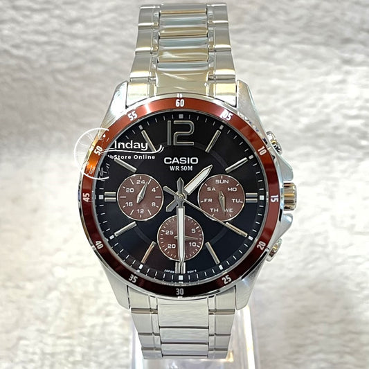 Casio Fashion Men's Watch MTP-1374D-5A Stainless Steel Strap Mineral Glass