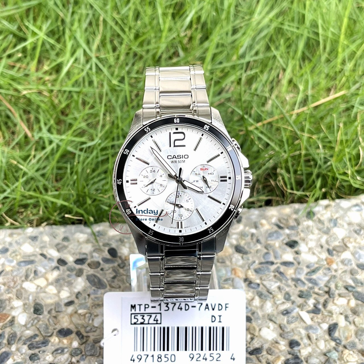 Casio, orologio da polso analogico al quarzo in acciaio inox, da uomo, MTP- 1374D-2A Casio, orologio da polso analogico al quarzo in acciaio inox, da uomo, MTP- 1374D-2A