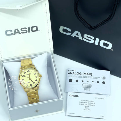 Casio Standard Men's Watch MTP-V001G-9B Gold Plated Stainless Steel Mineral Glass