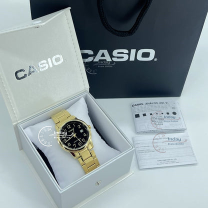Casio Standard Men's Watch MTP-V002G-1B Analog Stainless Steel Band Triple-fold Clasp Mineral Glass