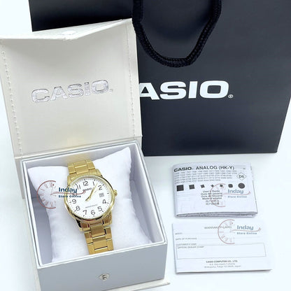 Casio Standard Men's Watch MTP-V002G-7B2 Analog Gold Plated Stainless Steel Band Triple-fold Clasp Mineral Glass