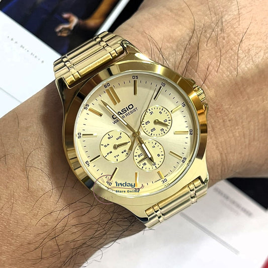 Casio Standard Men's Watch MTP-V300G-9A Gold Plated Stainless Steel Mineral Glass