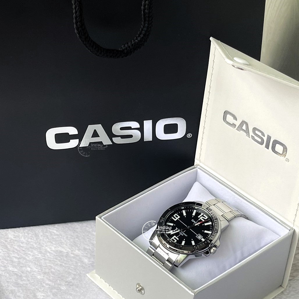 Casio Fashion Men's Watch MTP-VD01D-1B Silver Plated Stainless Steel Mineral Glass