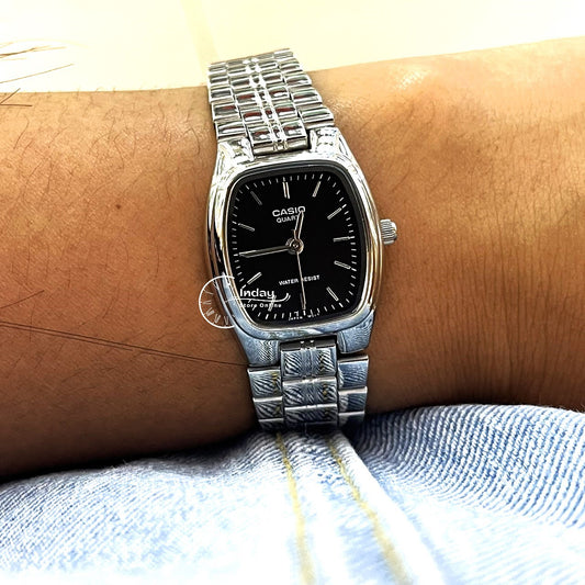 Casio Fashion Women's Watch LTP-1169D-1A Silver/Black Stainless Steel Band