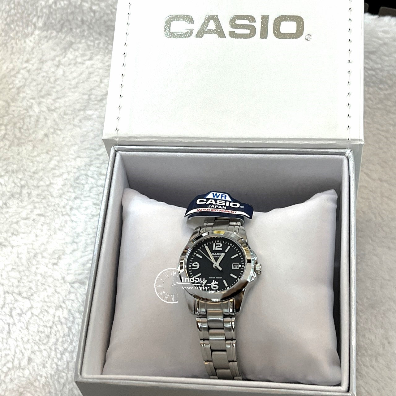 Casio Fashion Women's Watch LTP-1215A-1A Silver and Black Stainless Steel Band Mineral Glass