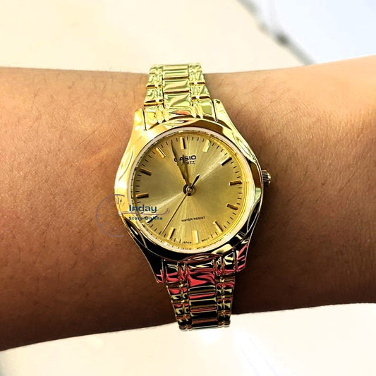 Casio Fashion Women's Watch LTP-1275G-9A Gold Plated Stainless Steel Band Mineral Glass