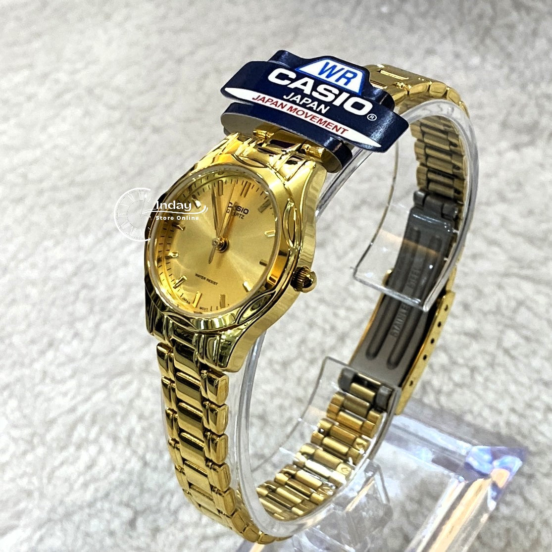 Casio Fashion Women's Watch LTP-1275G-9A Gold Plated Stainless Steel Band Mineral Glass