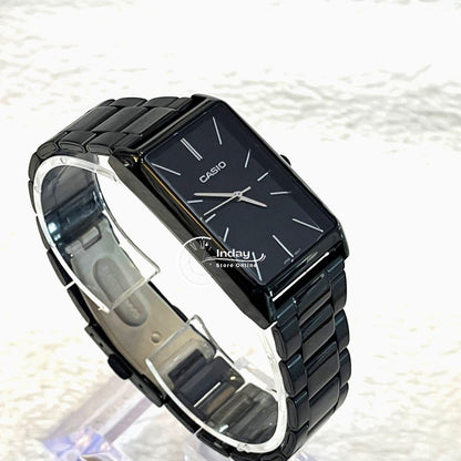 Casio Standard Women's Watch LTP-E156B-1A Black Plated Stainless Steel Strap