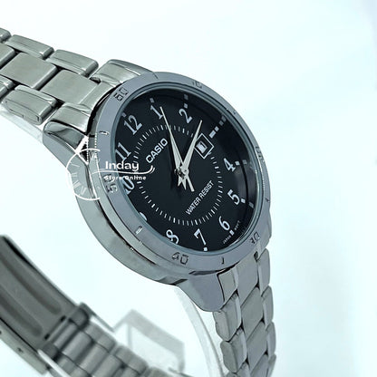 Casio Standard Women's Watch LTP-V004D-1B  Silver Plated Stainless Steel Strap