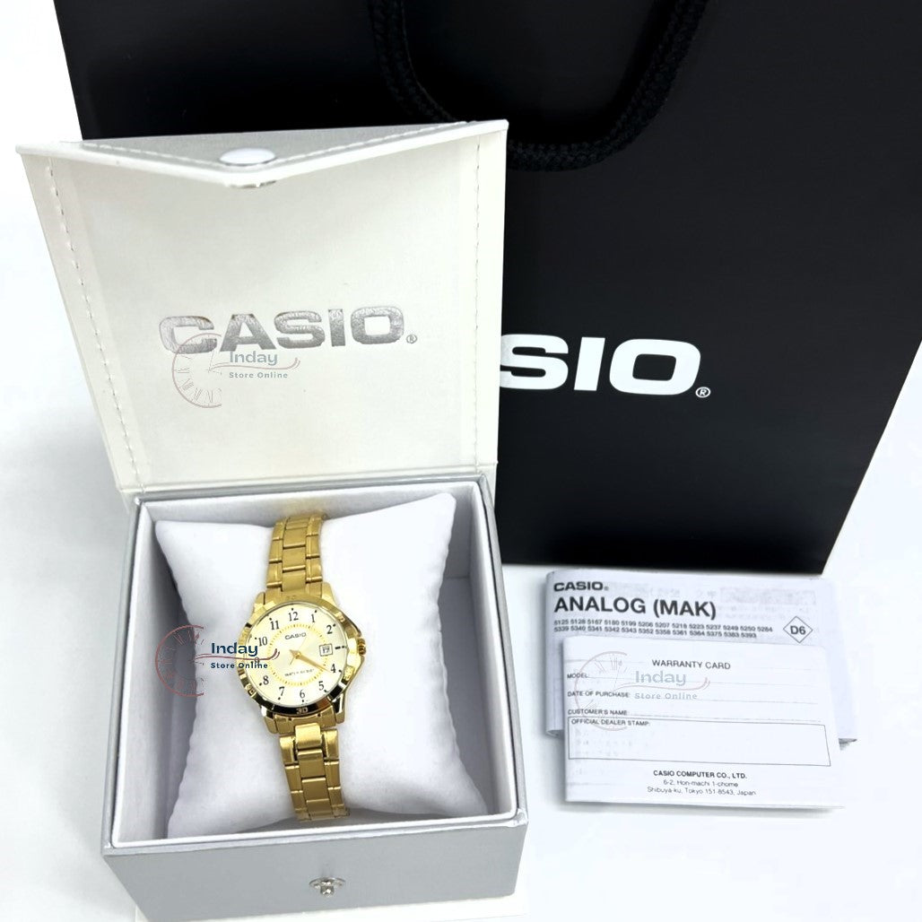Casio Standard Women's Watch LTP-V004G-9B Gold Plated Stainless Steel Strap Mineral Glass