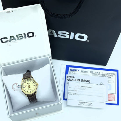 Casio Standard Women's Watch LTP-V005GL-9A Brown Leather Strap Mineral glass