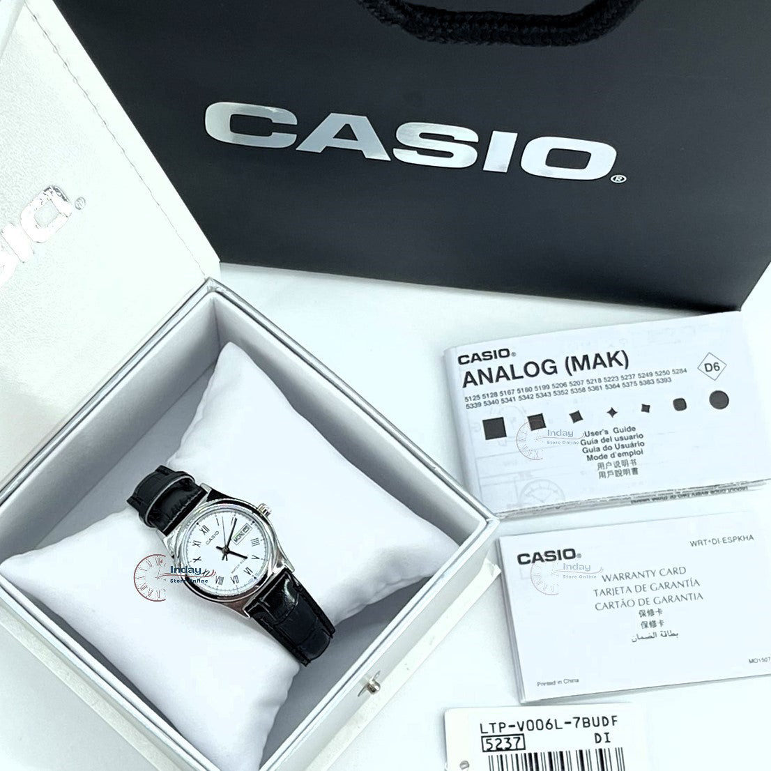 Casio Standard Women's Watch LTP-V006L-7B Black Leather Strap Mineral Glass