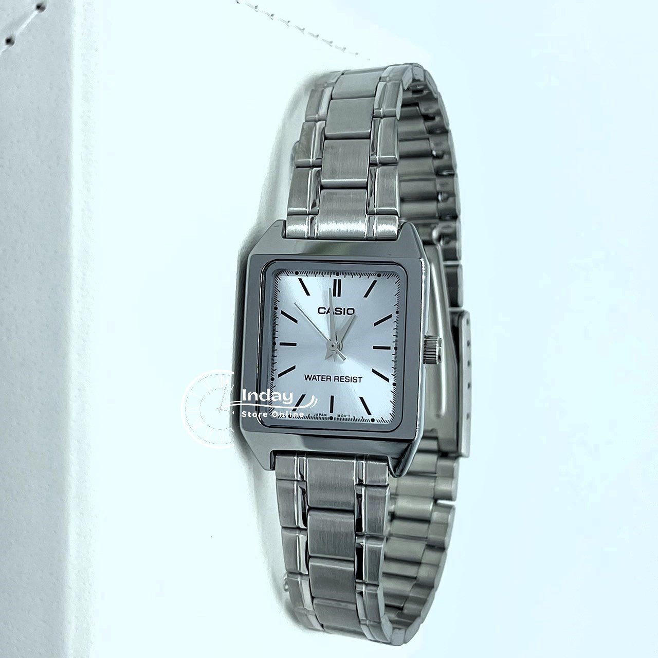 Casio Standard Women's Watch LTP-V007D-2E Square Type Silver Plated Stainless Steel Strap