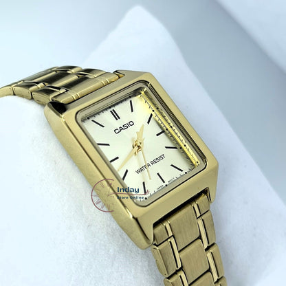 Casio Standard Women's Watch LTP-V007G-9E Square Type Gold Plated Stainless Strap