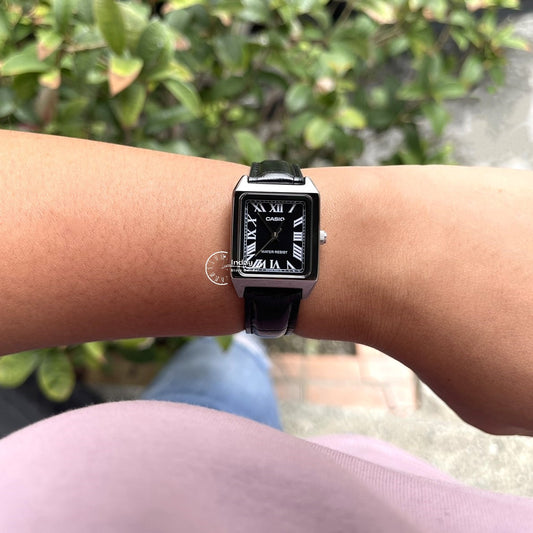 Casio Standard Women's Watch LTP-V007L-1B Square Type Black Leather Strap