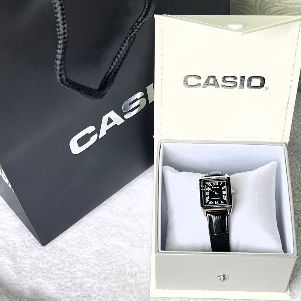 Casio Standard Women's Watch LTP-V007L-1B Square Type Black Leather Strap