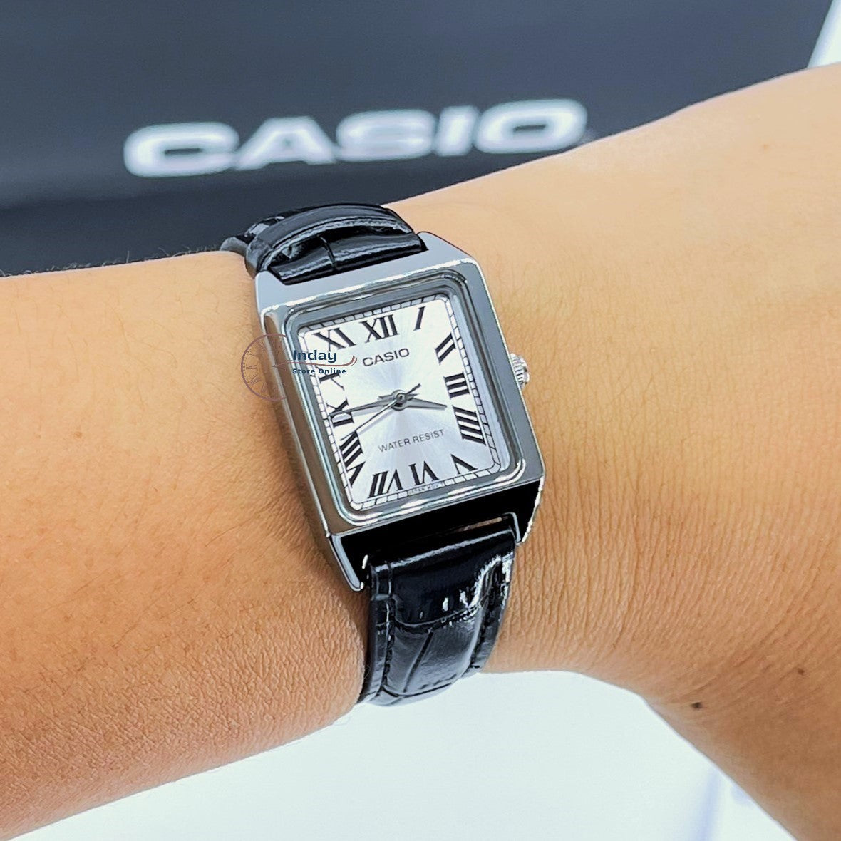 Casio Standard Women's Watch LTP-V007L-7B1 Square Type Black Leather Strap