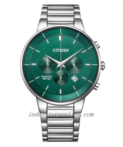 Citizen Chronograph Quartz Movement Men's Watch AN8220-52X Mineral Crystal Stainless Steel Band