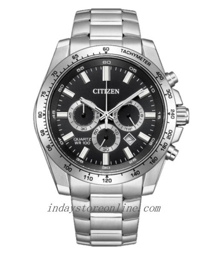 Citizen Chronograph Quartz Movement Men's Watch AN8230-59E Mineral Crystal Stainless Steel Band