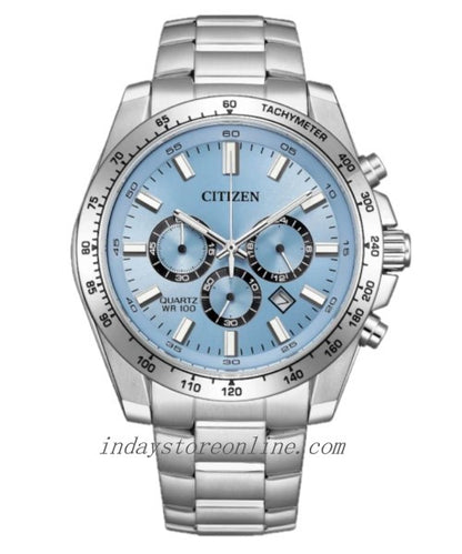 Citizen Chronograph Quartz Movement Men's Watch AN8230-59L Mineral Crystal Stainless Steel Band