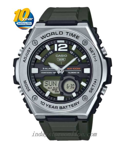 Casio Analog-Digital Men's Watch MWQ-100-3A Analog-Digital Resin Band Resin Glass Battery Life: 10 years